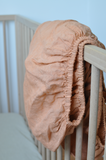 peach linen fitted cot sheet