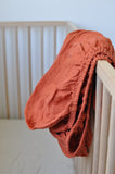 bright maple linen fitted cot sheet